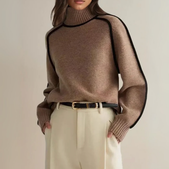 Alara | Contrast Trim Turtleneck Sweater