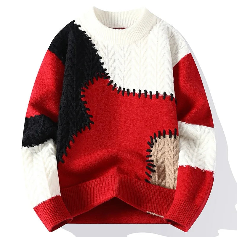 Color-Block Patchwork Men’s Sweater