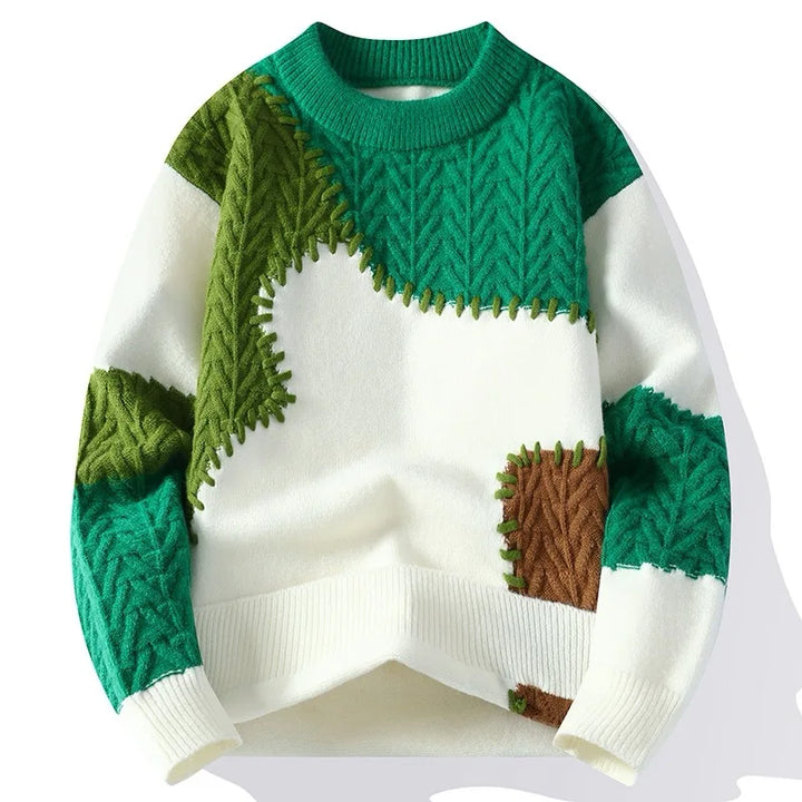 Color-Block Patchwork Men’s Sweater