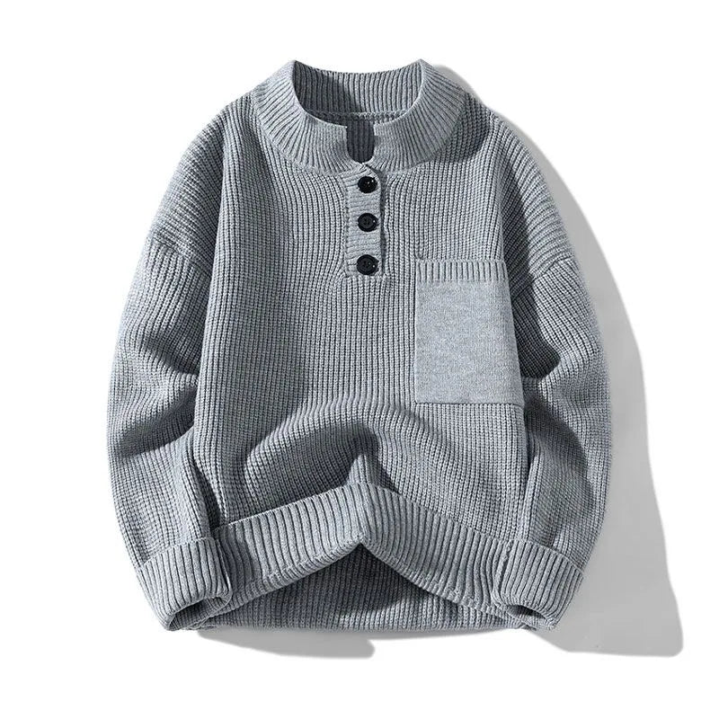 Classic Textured Henley Sweater