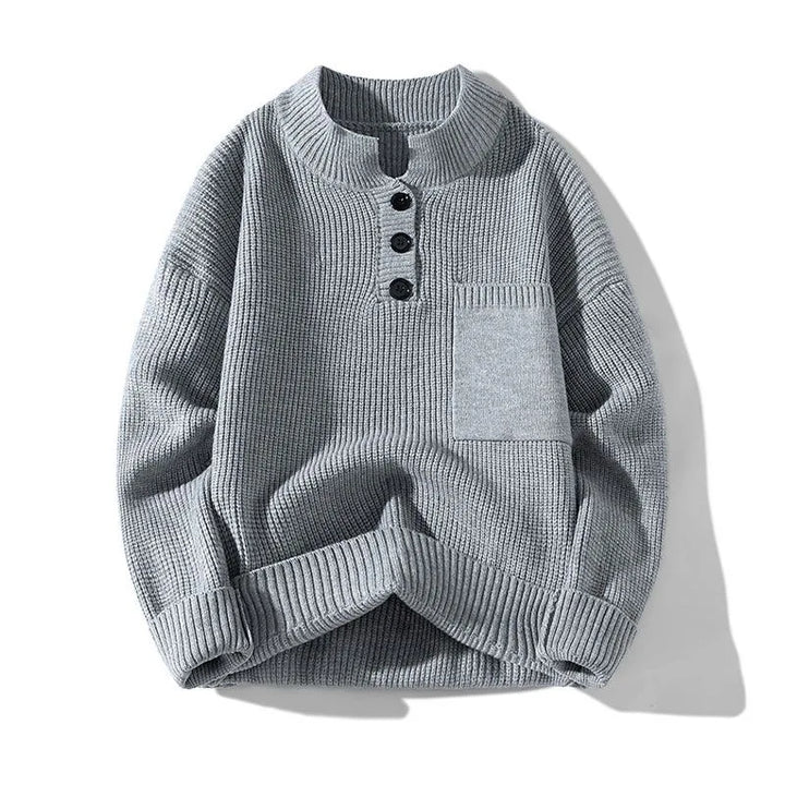 Classic Textured Henley Sweater