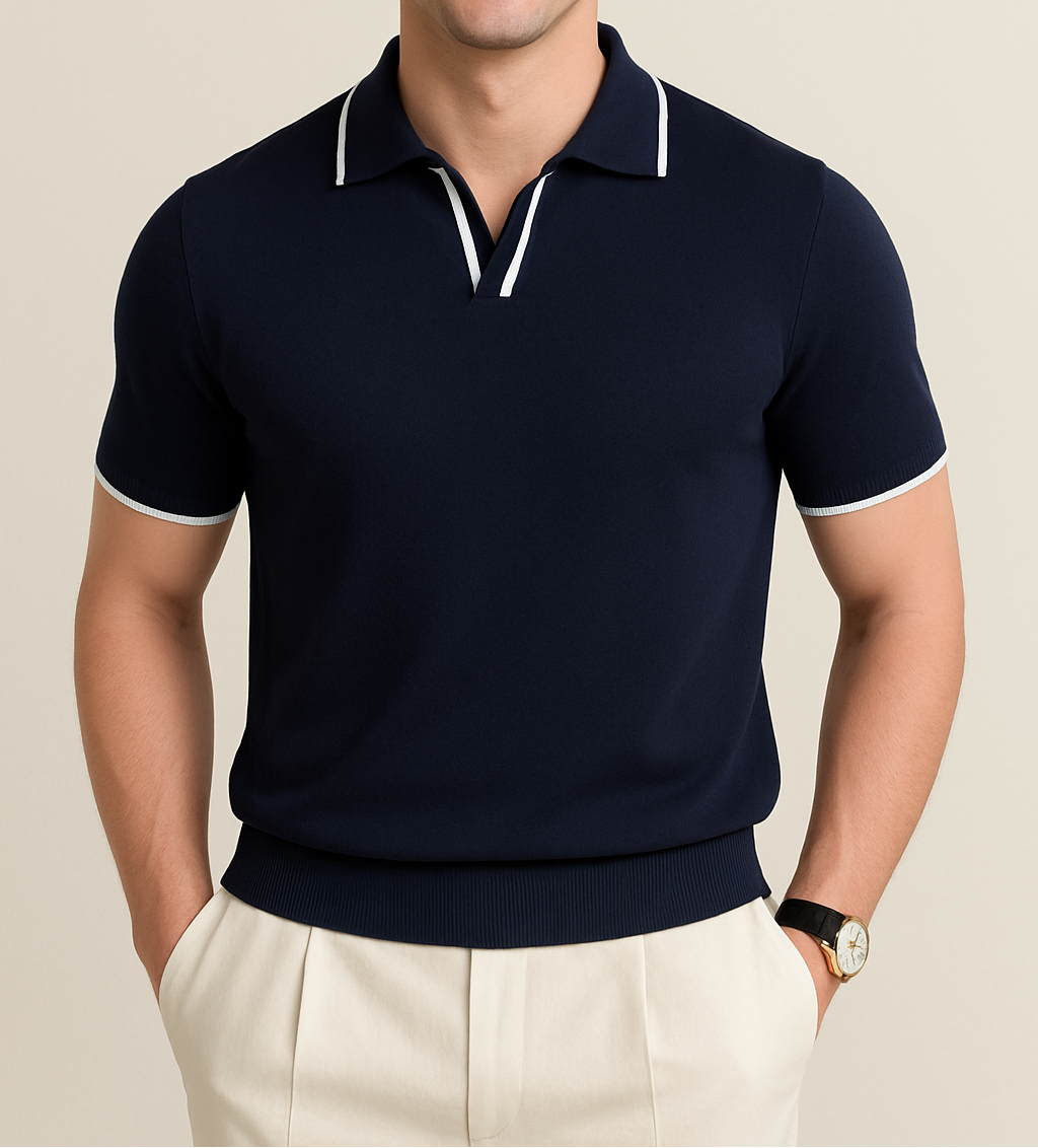 Julian | Men’s Slim-Fit Contrast-Trim Knit Polo