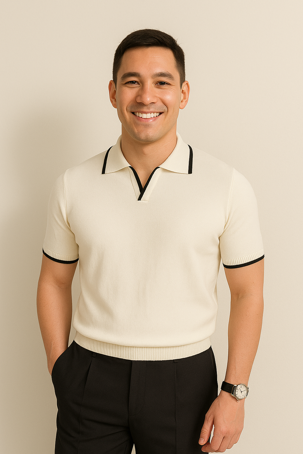 Julian | Men’s Slim-Fit Contrast-Trim Knit Polo