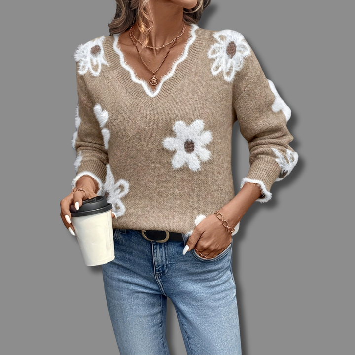 Zara | Classy Floral Knit Sweater