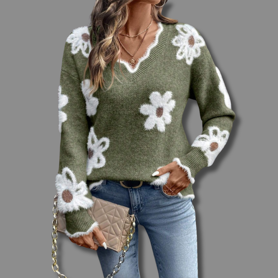 Zara | Classy Floral Knit Sweater