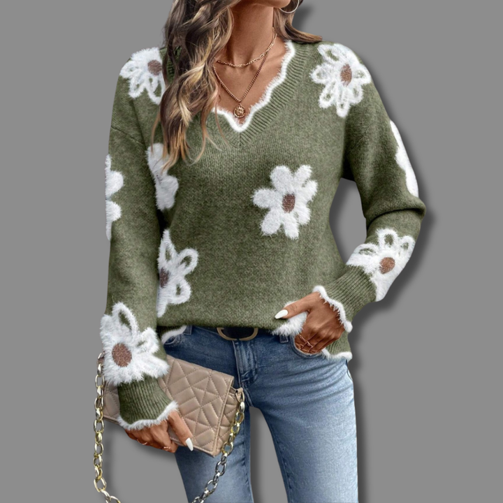 Zara | Classy Floral Knit Sweater