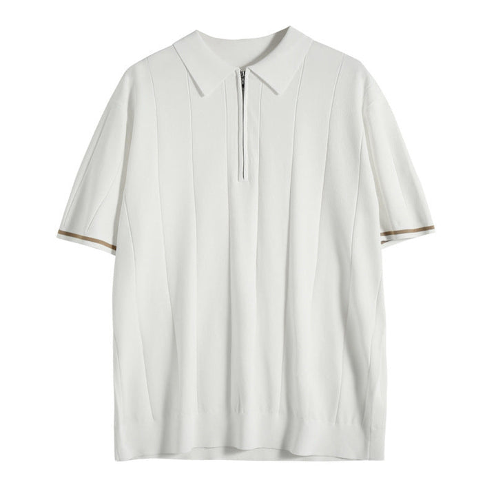 Kieran | Men’s Fine-Knit Quarter-Zip Vertical Stripe Polo