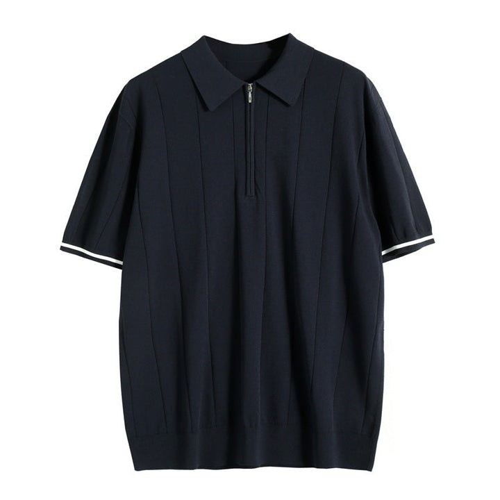 Kieran | Men’s Fine-Knit Quarter-Zip Vertical Stripe Polo