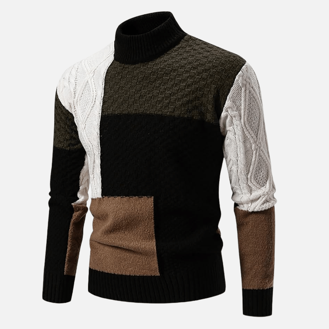 Color-Block Textured Men’s Sweater