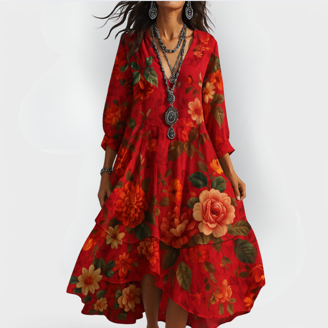 Women's Vintage Boho V-Neck Summer Dress