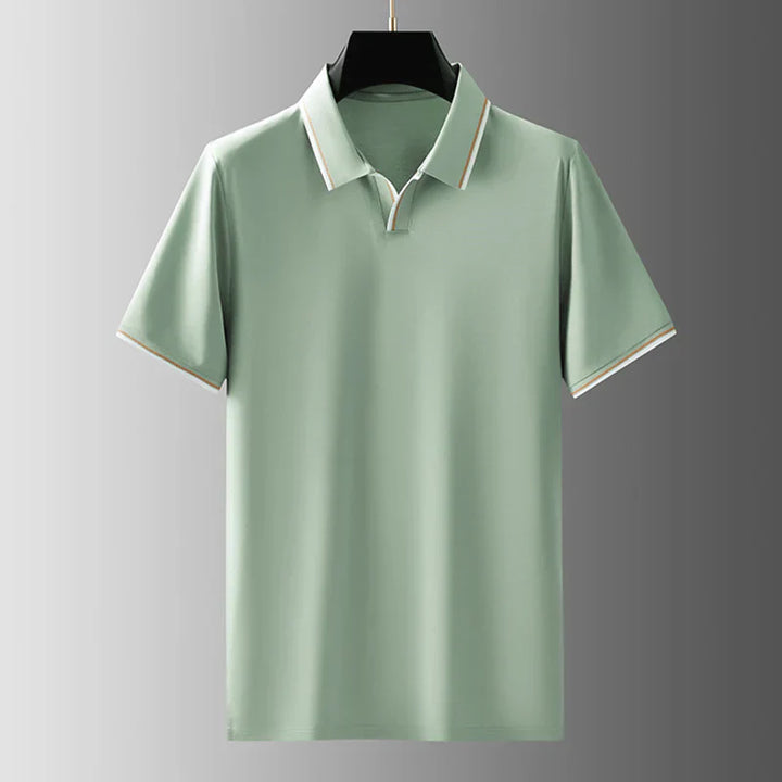 Lukas | Men’s Piqué Buttonless Johnny-Collar Polo with Contrast Tipping