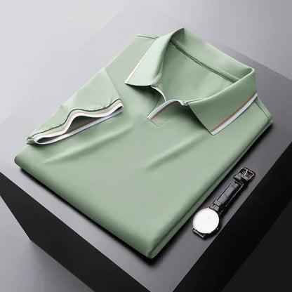 Lukas | Men’s Piqué Buttonless Johnny-Collar Polo with Contrast Tipping