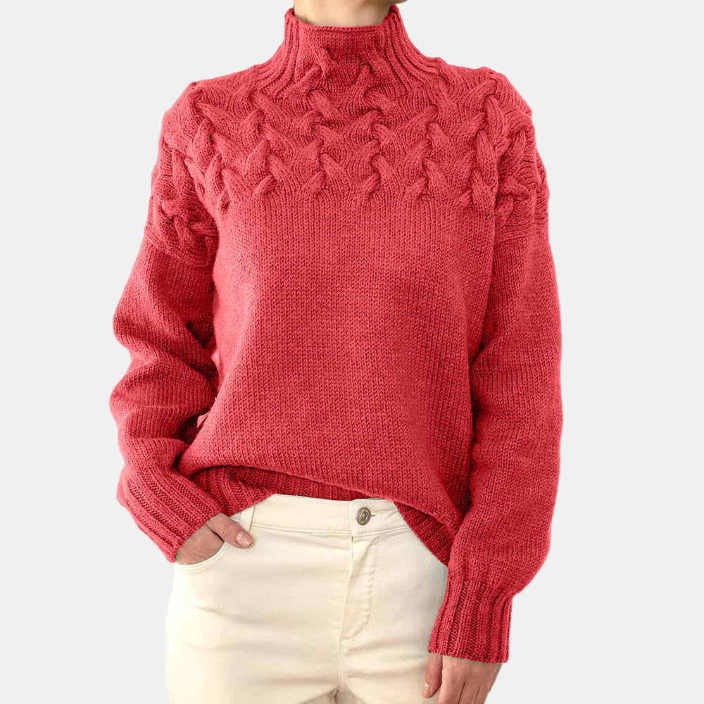 Romaine | Turtleneck Braided Knit Sweater