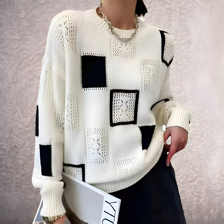 Vivienne | Geometric Textured Knit Sweater