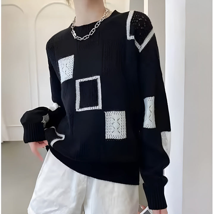 Vivienne | Geometric Textured Knit Sweater