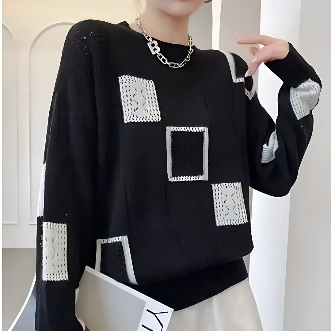Vivienne | Geometric Textured Knit Sweater