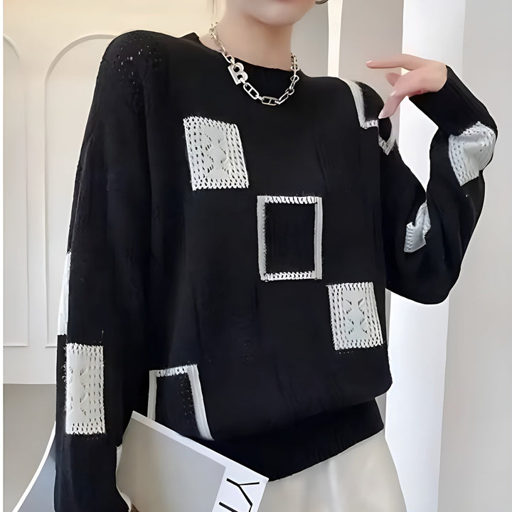 Vivienne | Geometric Textured Knit Sweater