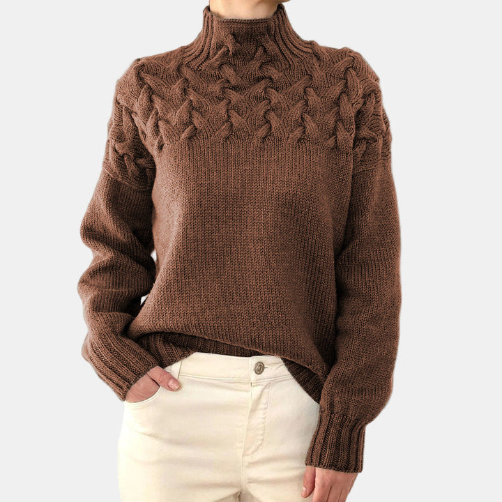 Romaine | Turtleneck Braided Knit Sweater