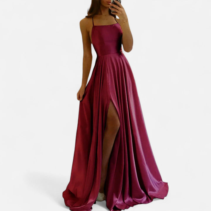 Women’s Modern Fit Satin Slit  Maxi Dress