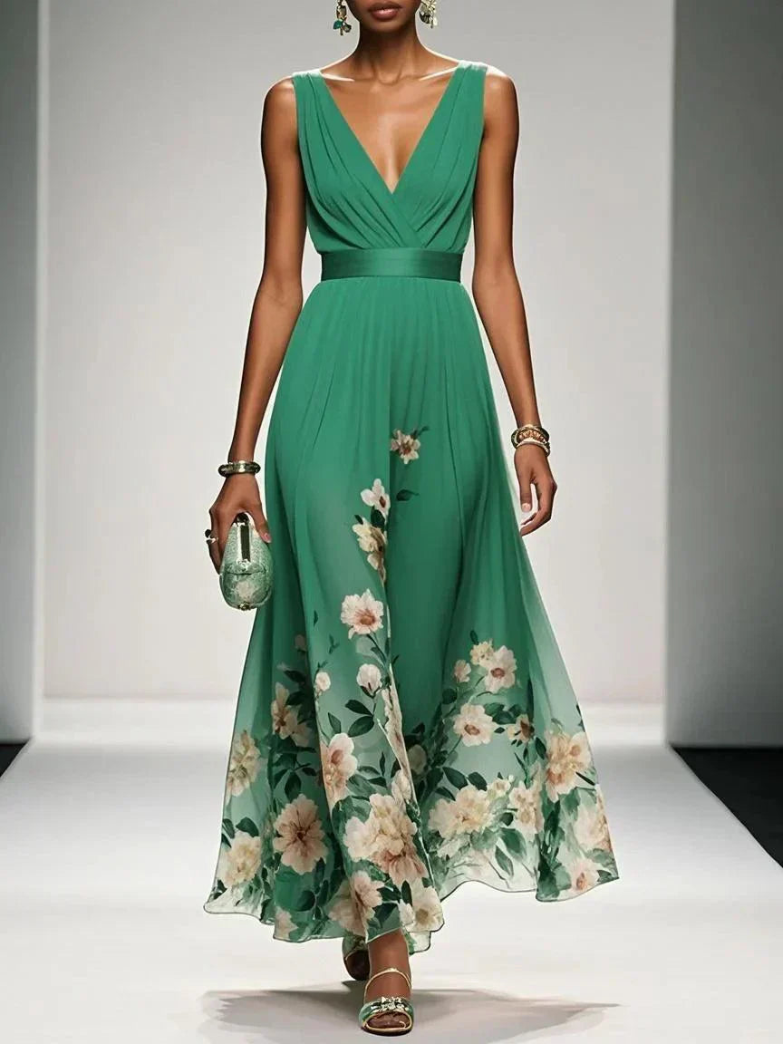 Women's Floral Chiffon Summer Maxi Dress