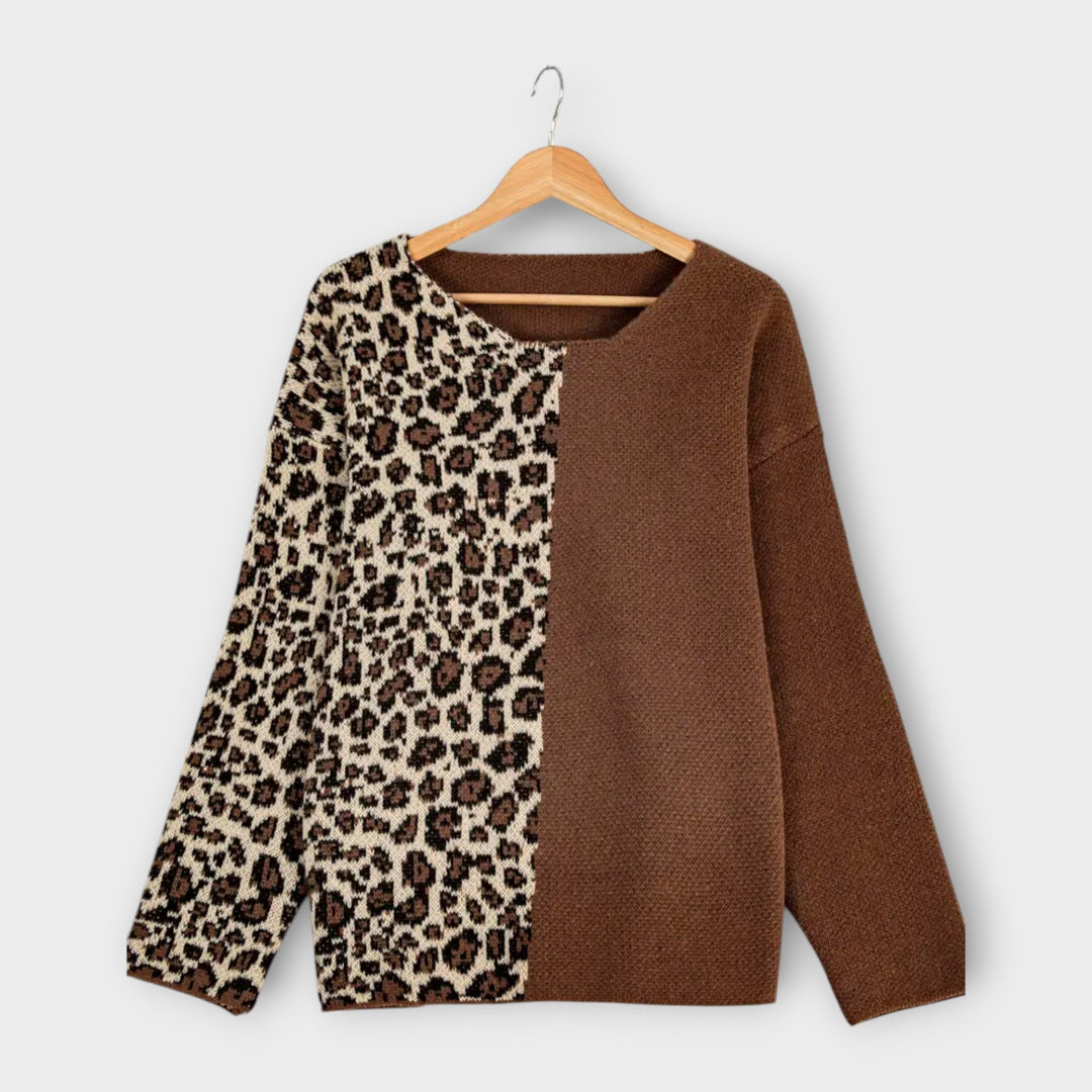 Leona | Bold Two-Tone Leopard Sweater