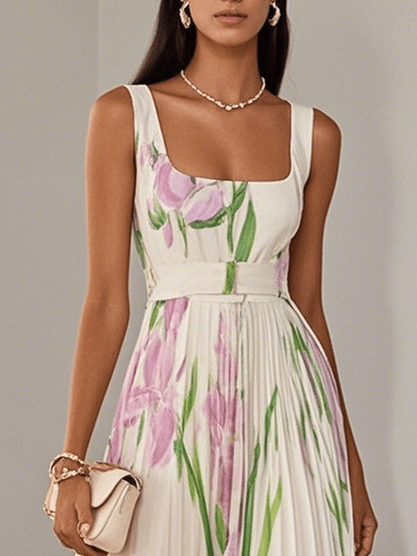Floral Square-Neck Maxi Dress