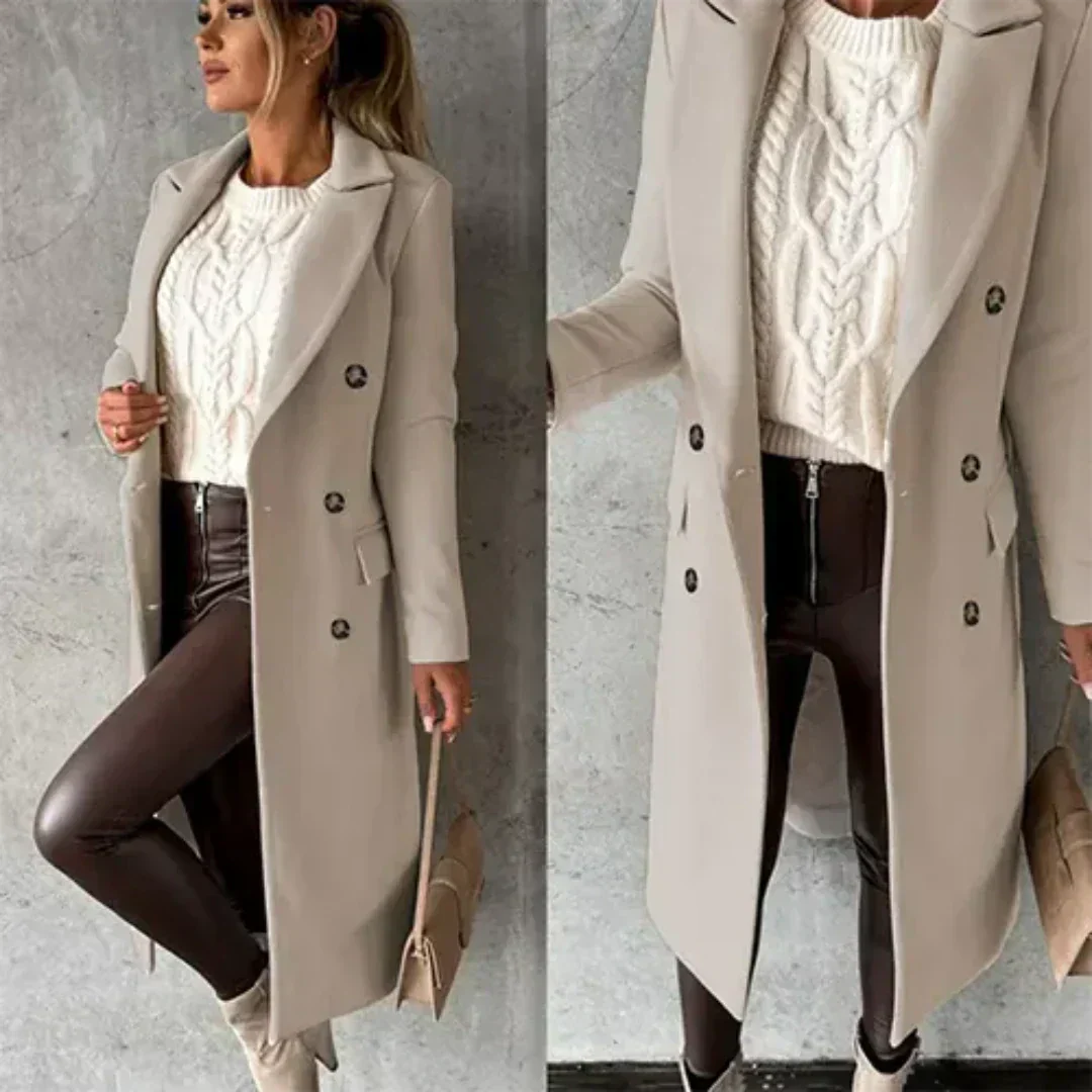 Elowen | Elegant Long Winter Trench Coat