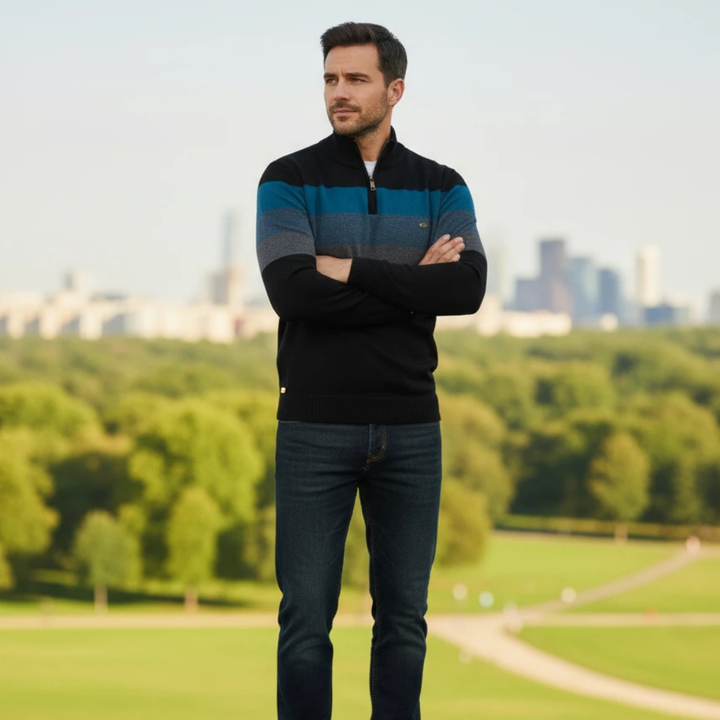 Striped Half-Zip Men’s Sweater