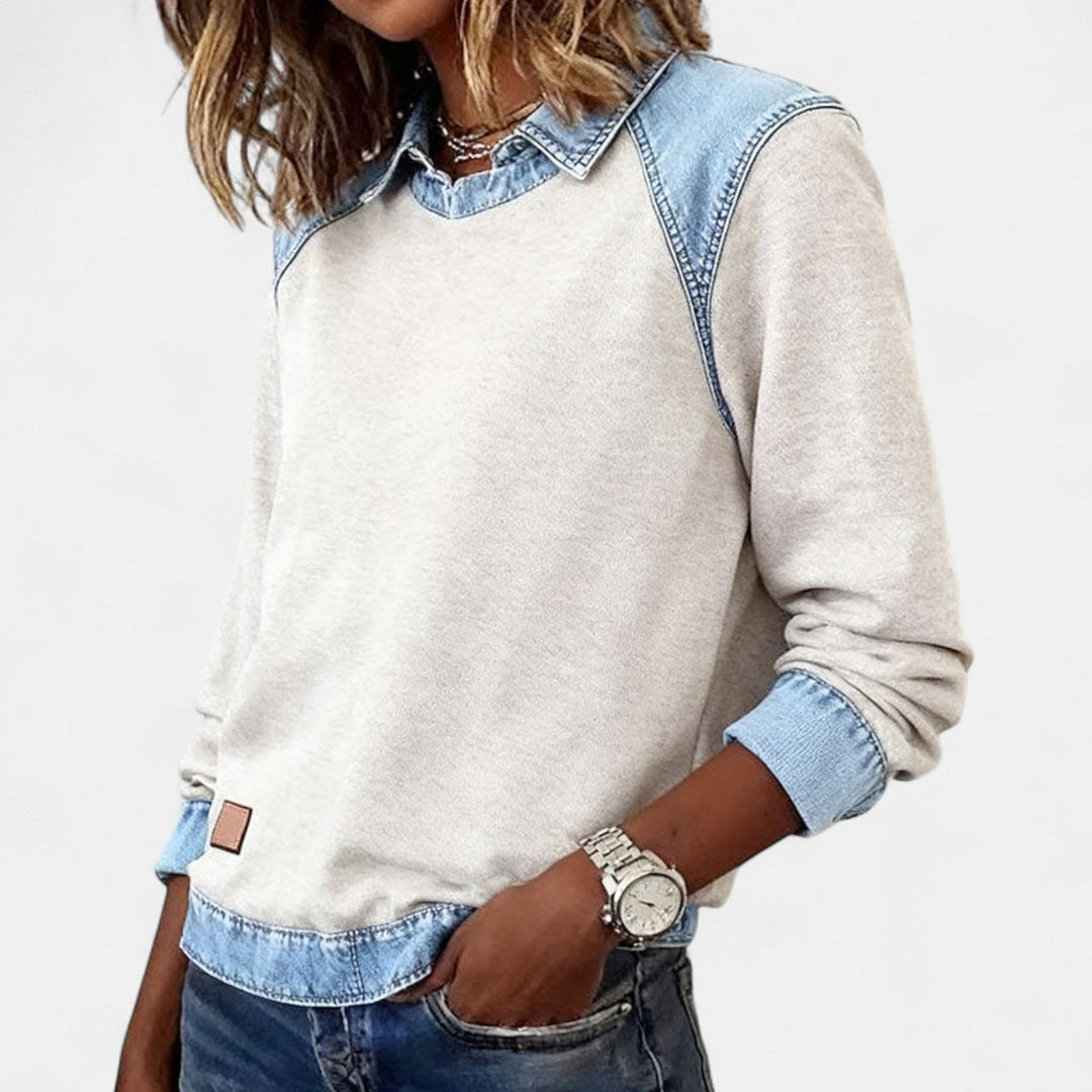 Elora | Layered Casual Denim Sweater