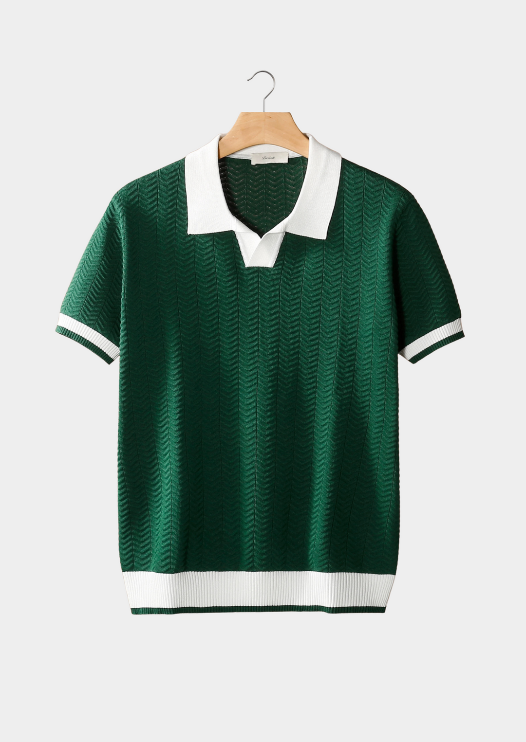 Jude | Men’s Zigzag Textured Knit Polo with Contrast Trim