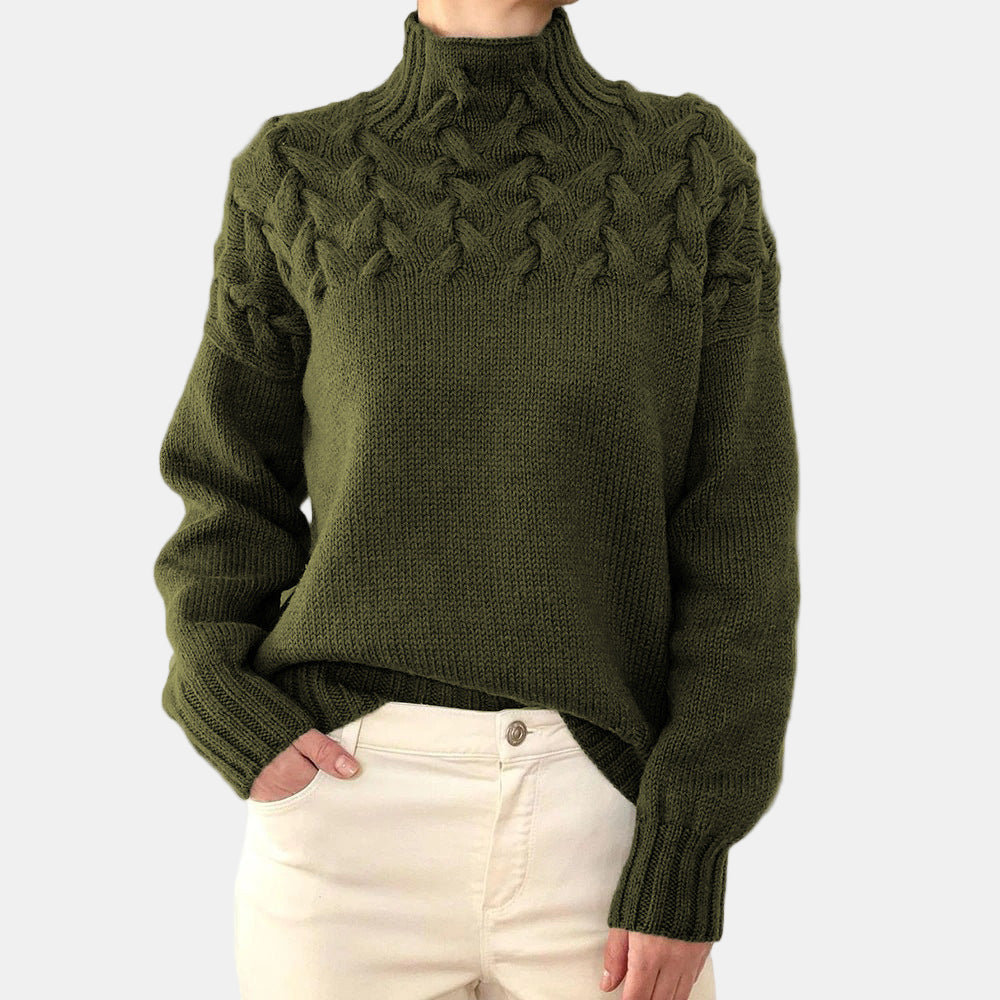Romaine | Turtleneck Braided Knit Sweater