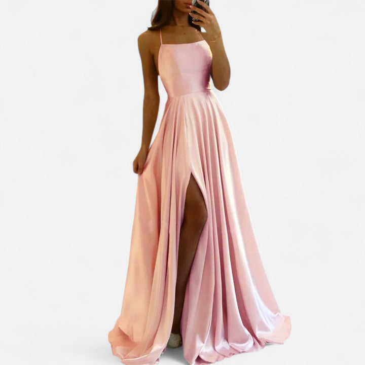 Women’s Modern Fit Satin Slit  Maxi Dress