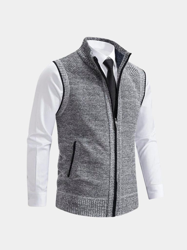 Textured Zip-Up Knit Vest