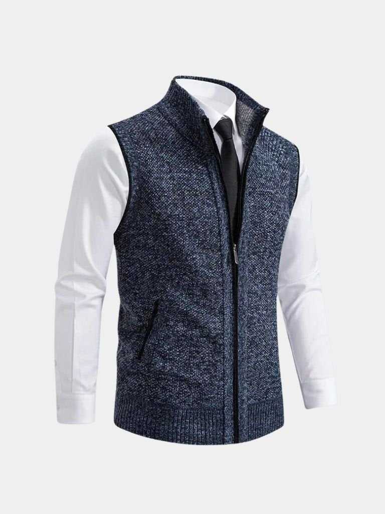 Textured Zip-Up Knit Vest