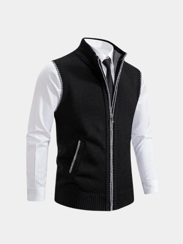 Textured Zip-Up Knit Vest