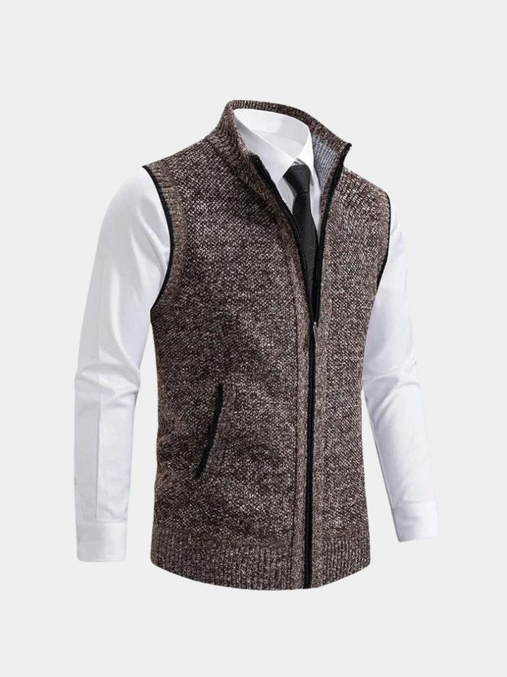 Textured Zip-Up Knit Vest