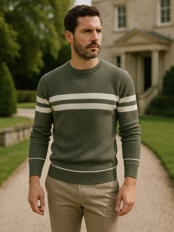 Textured Stripe Crewneck Sweater