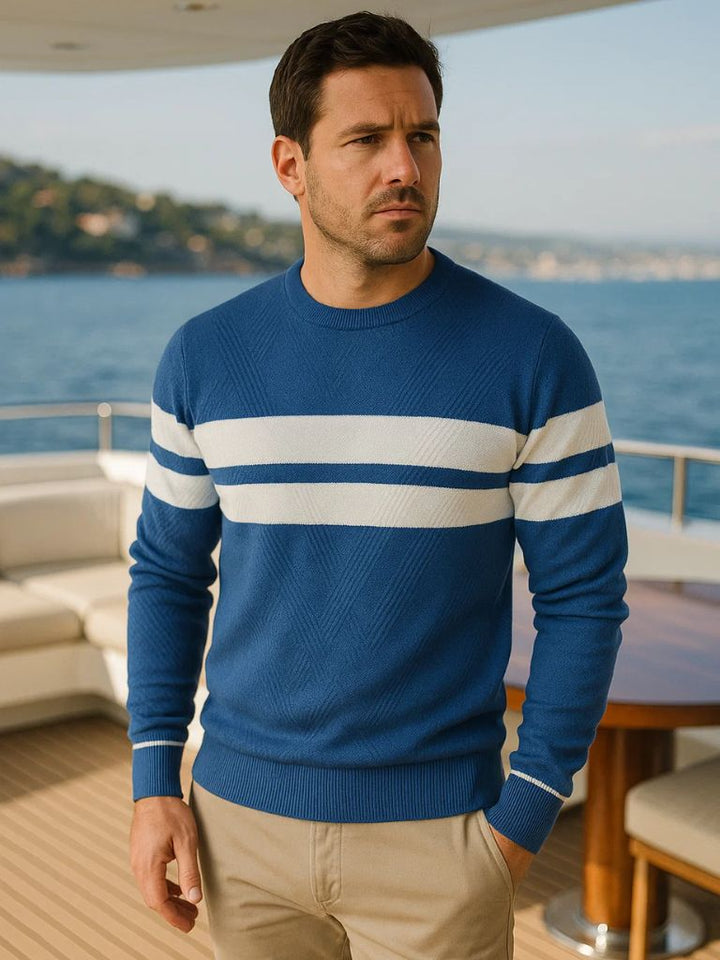 Textured Stripe Crewneck Sweater