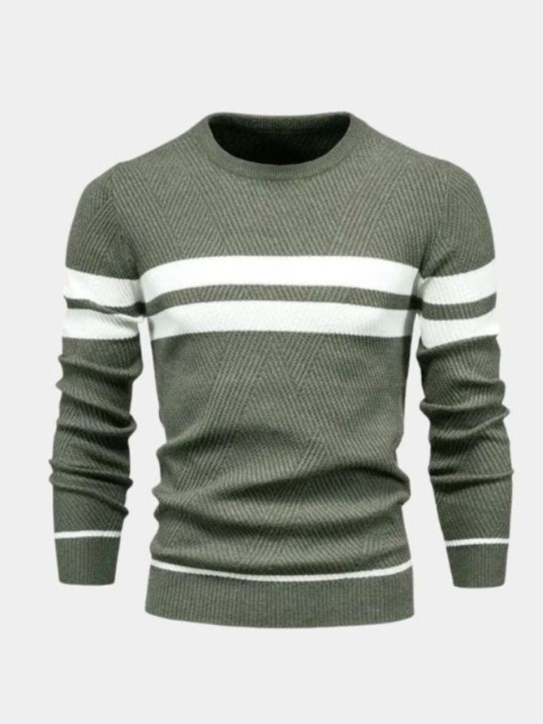 Textured Stripe Crewneck Sweater