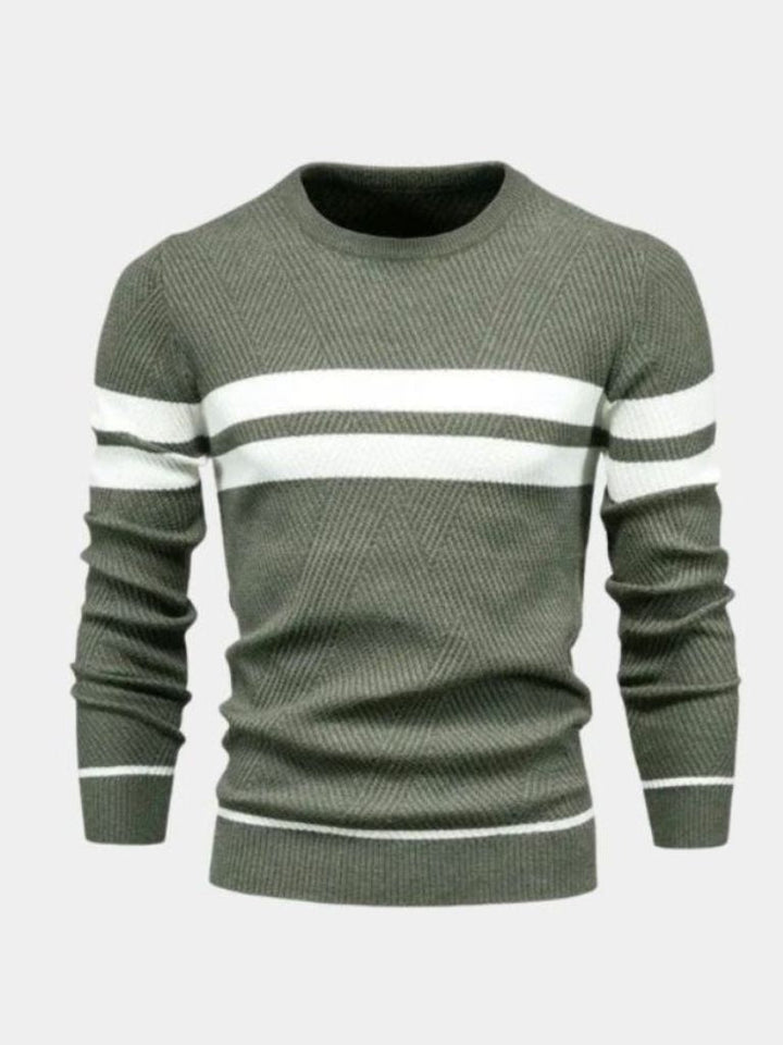 Textured Stripe Crewneck Sweater