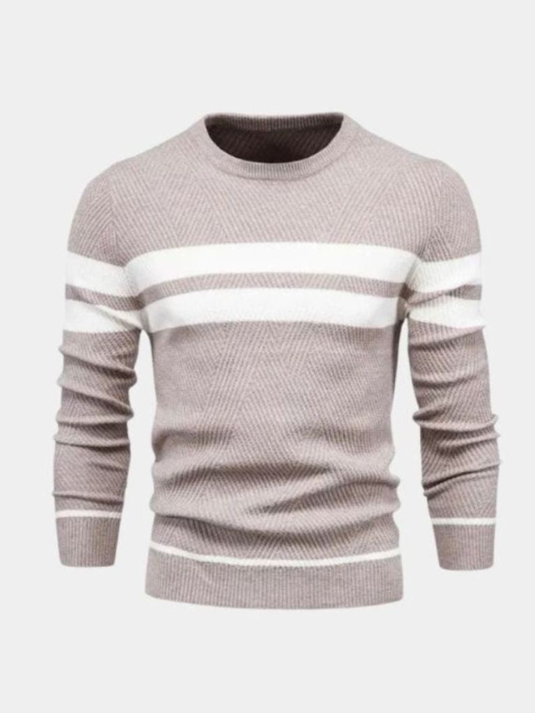 Textured Stripe Crewneck Sweater