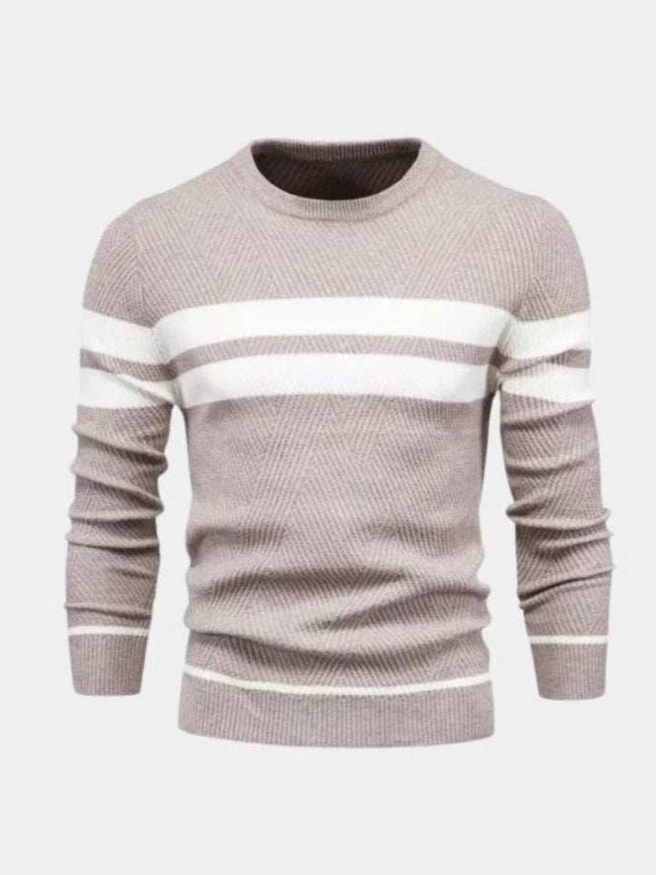 Textured Stripe Crewneck Sweater
