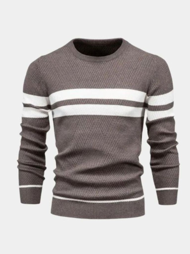 Textured Stripe Crewneck Sweater