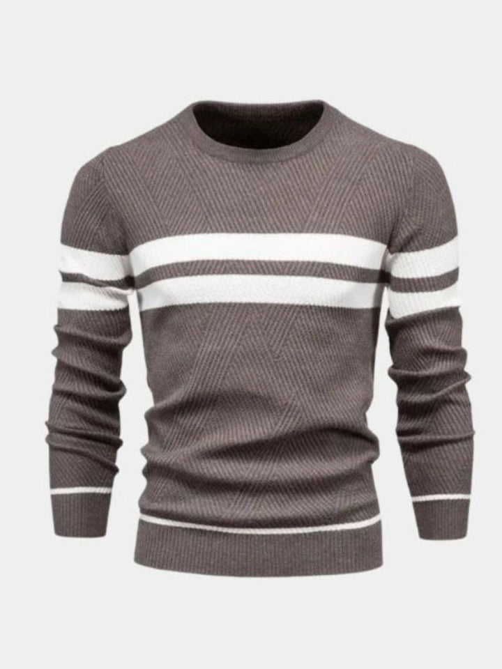 Textured Stripe Crewneck Sweater