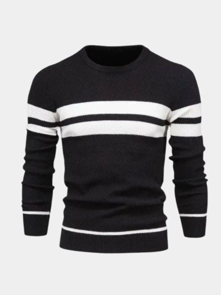 Textured Stripe Crewneck Sweater