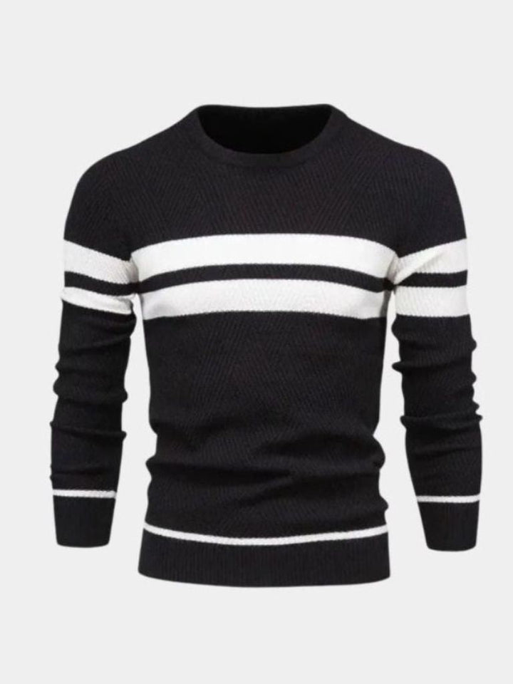 Textured Stripe Crewneck Sweater