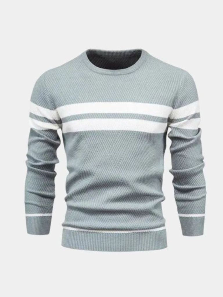 Textured Stripe Crewneck Sweater