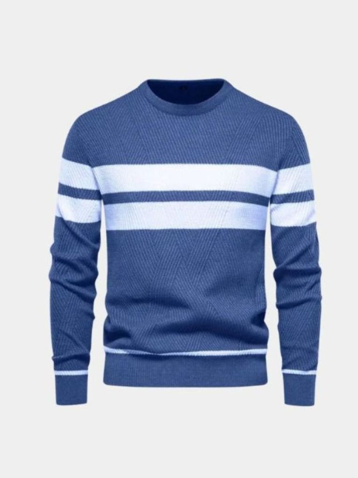 Textured Stripe Crewneck Sweater
