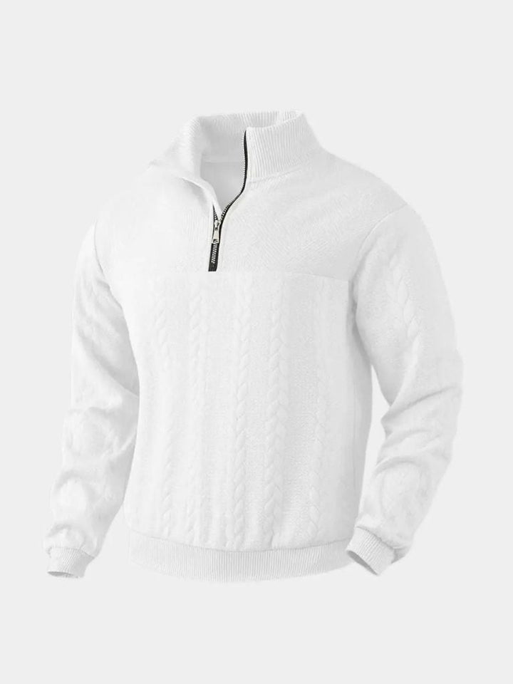 Textured Cable Quarter-Zip Sweater