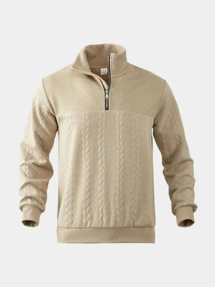 Textured Cable Quarter-Zip Sweater